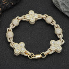 Moissanite Hip Hop Bubble Beads Clovers Bracelet