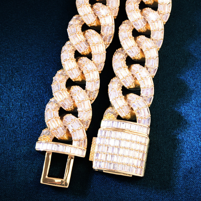 21mm Moissanite Trapezoid Diamond Cuban Bracelet