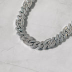 15mm Moissanite Prong Baguette Cuff Chain White Gold