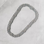 15mm Moissanite Prong Baguette Cuff Chain White Gold