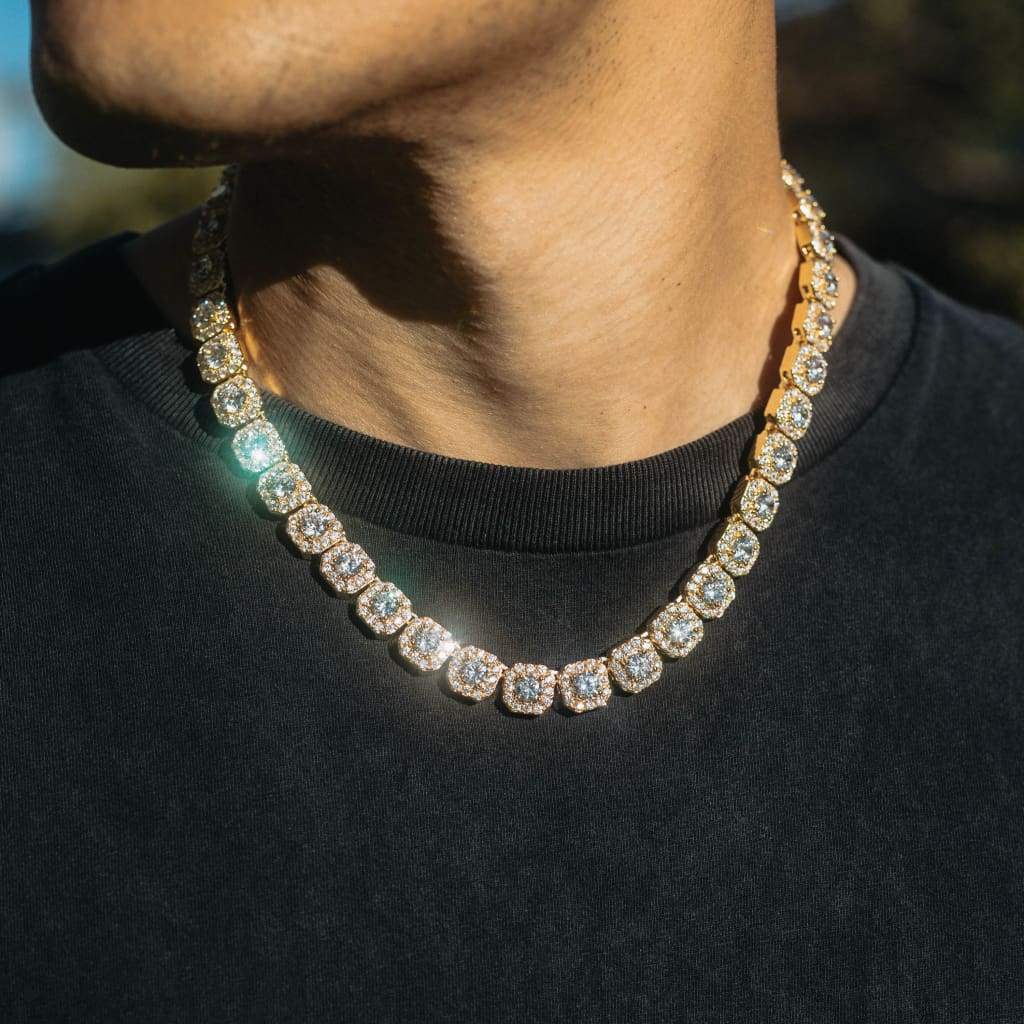 Clustered Moissanite Tennis Chain 18k Gold