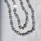 10mm Emerald Clustered Tennis Chain White Gold