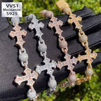 Hip-Hop Cross Bracelet with Moissanite Beads