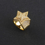 18K Gold Moissanite Iced Star Ring