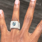 Moissanite Sapphire Square Ring
