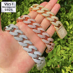 Moissanite Crescent Cuban Link Bracelet