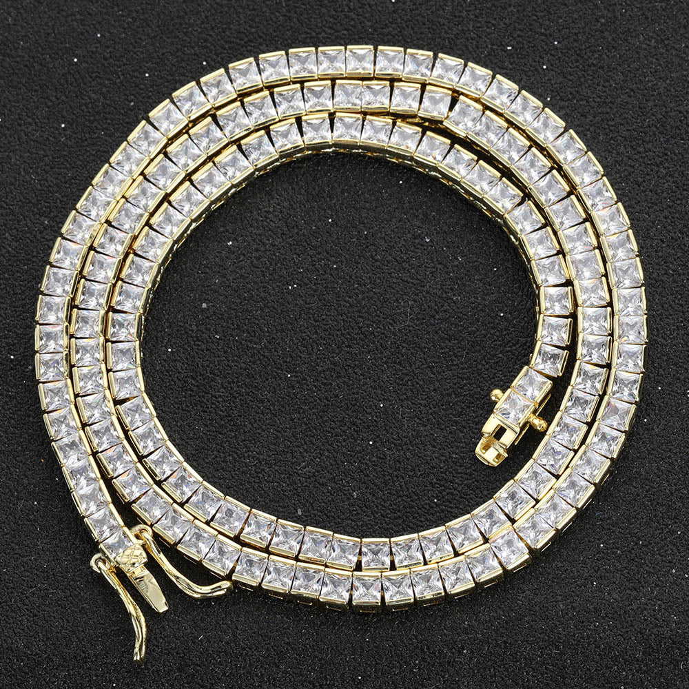 4mm Moissanite Princess Cut Tennis Chain