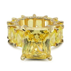 Radiant Cut Yellow Diamonds Golden Tone Engagement Ring