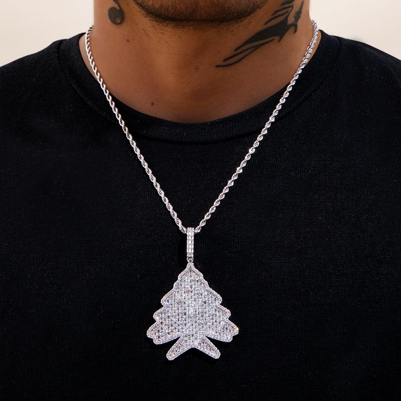 Iced Christmas Tree Charm Pendant