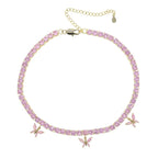 Iced Pink Butterfly 5mm Tennis Necklace Choker