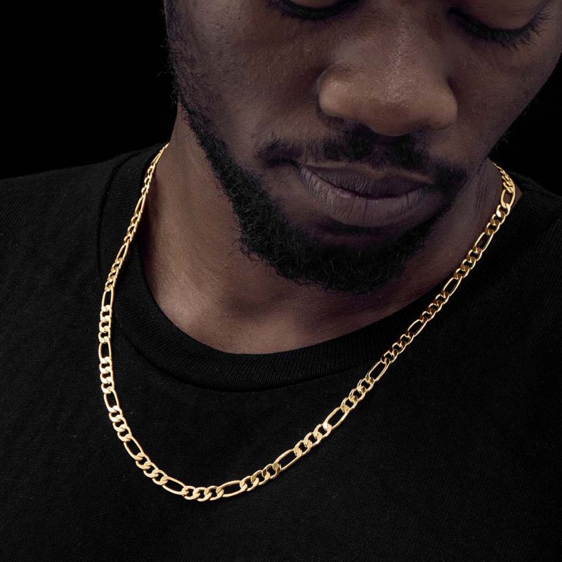 5mm Stainless Steel Figaro Chain in Gold