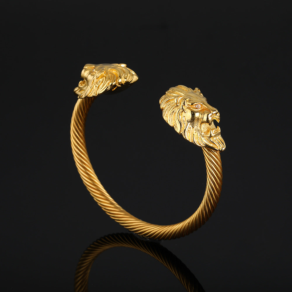 Lion Head Men's Bracelet In14k Gold