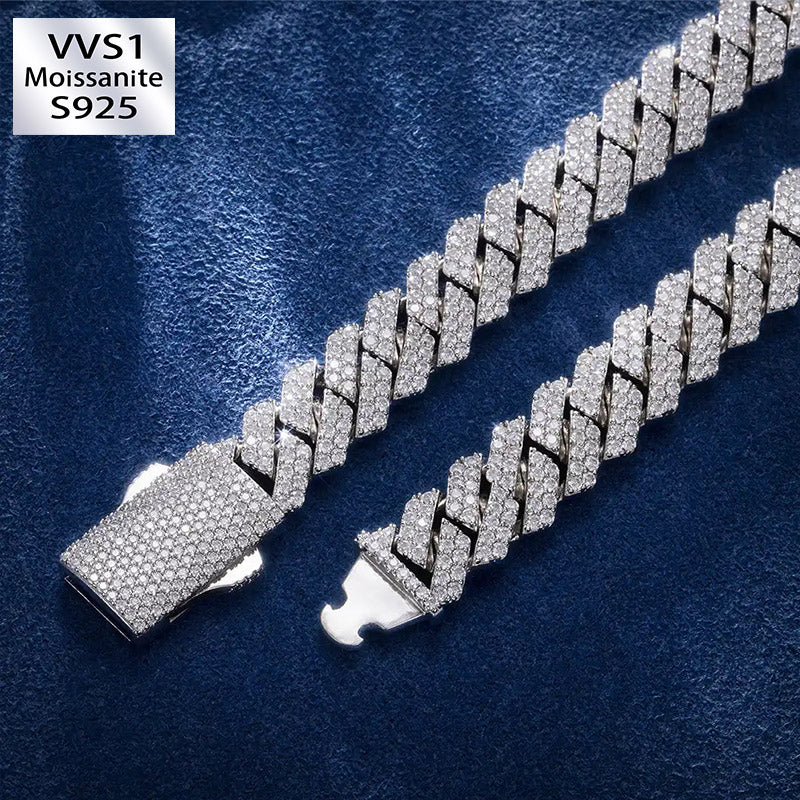 12MM Moissanite Diamond Prong Cuban Chain