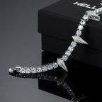 5mm Moissanite Fight Tooth and Claw Tennis Bracelet in White Gold