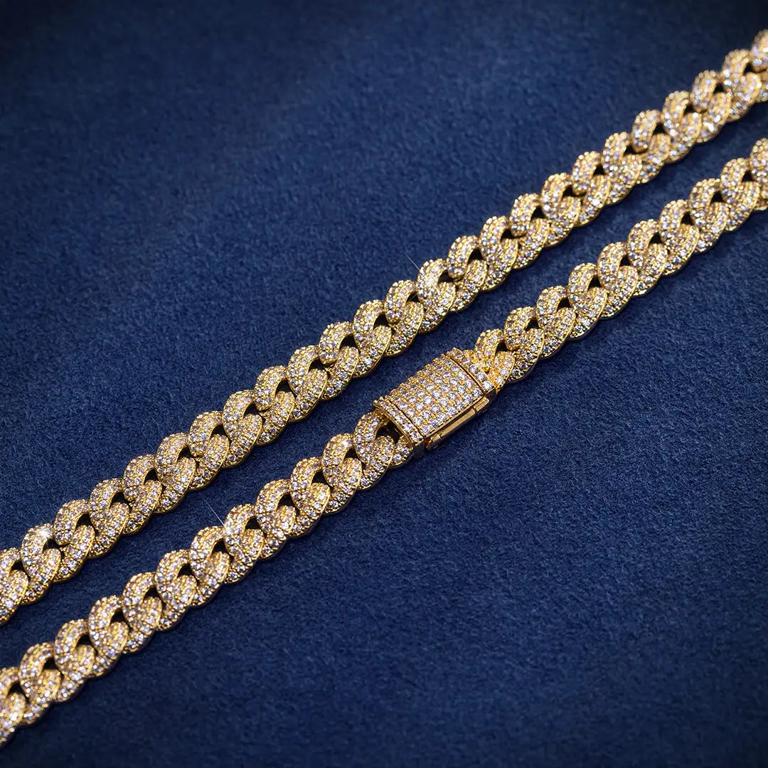 10mm Moissanite Diamond Cuban Link Chain