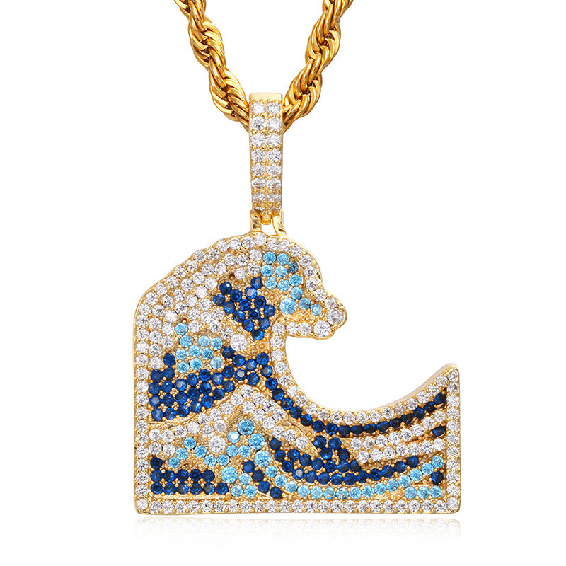 Colorful Gem Sea Wave Moissanite Pendant
