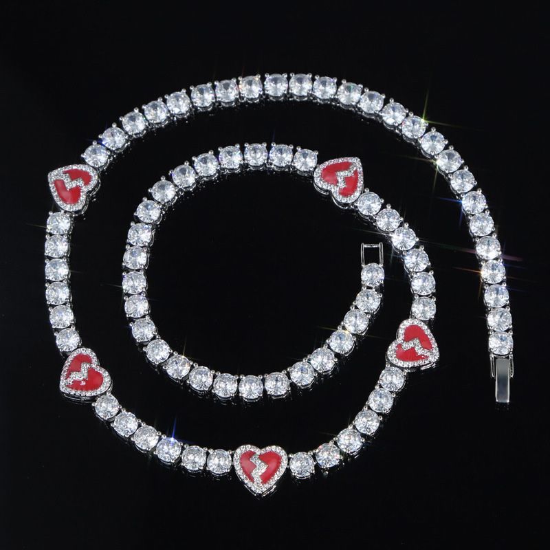 5mm Moissanite Broken Heart Tennis Chain in White Gold