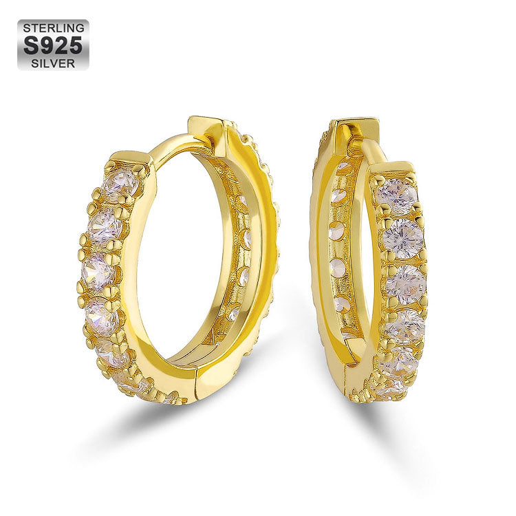 S925 Moissanite Diamond Sterling Silver Hoop Earrings for Men