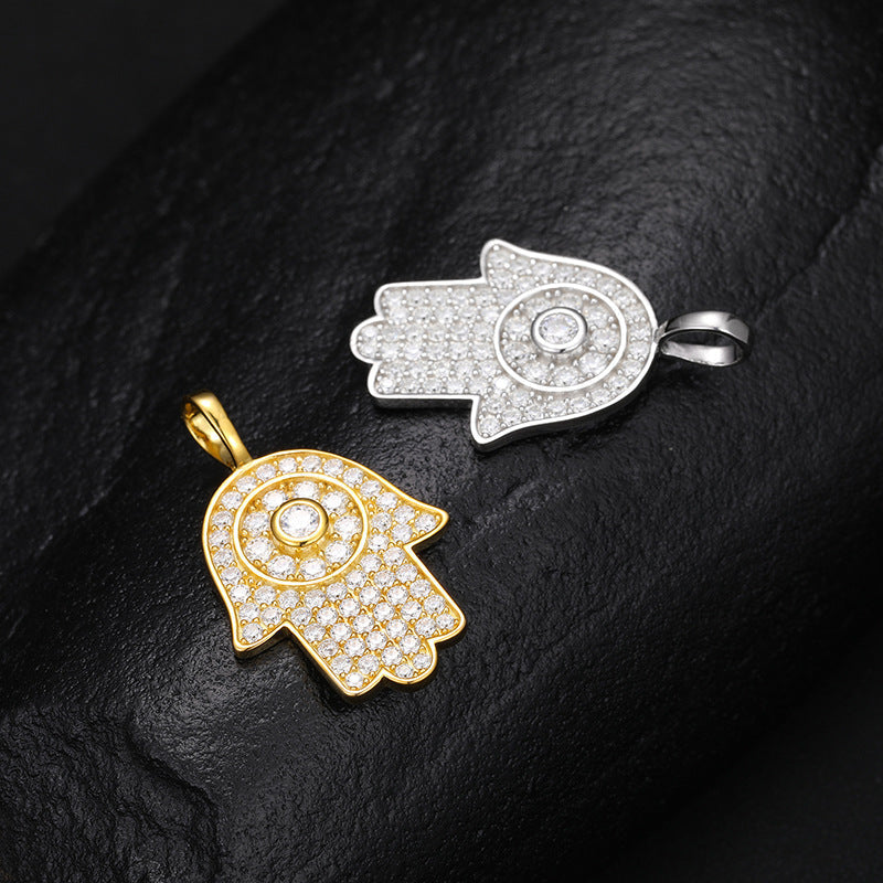 S925 Moissanite Hand of Fatima Pendant