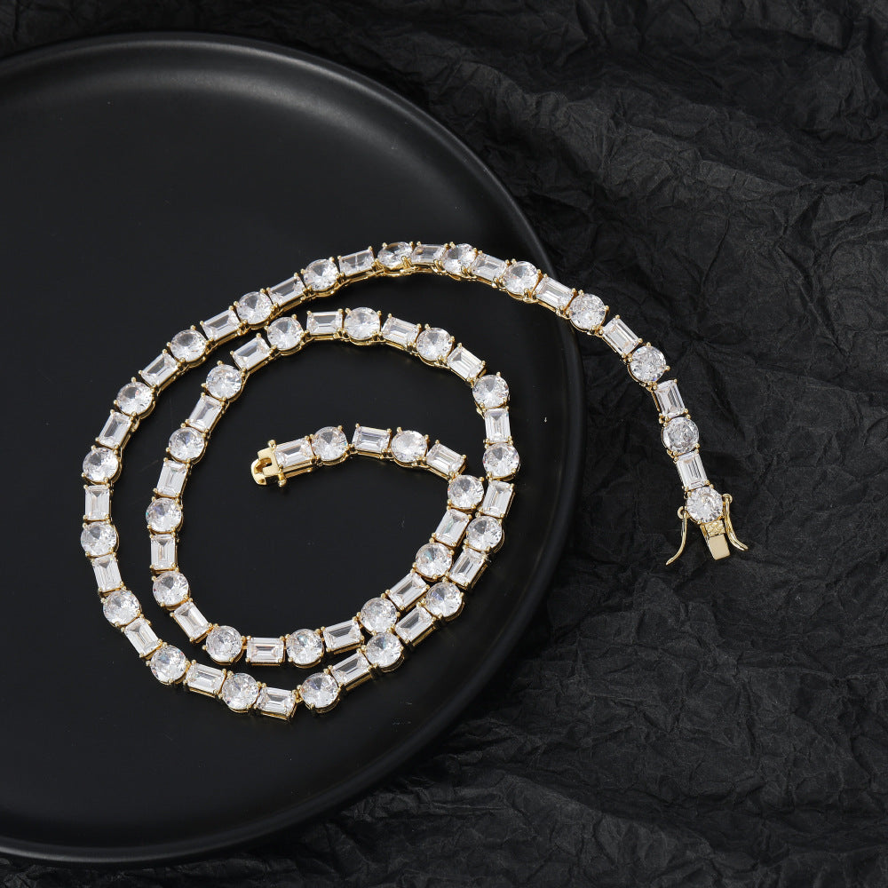 6mm Moissanite Square and Round Mixed Inlaid Tennis Chain