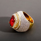 Ruby Moissanite Ice Out Hip Hop Ring