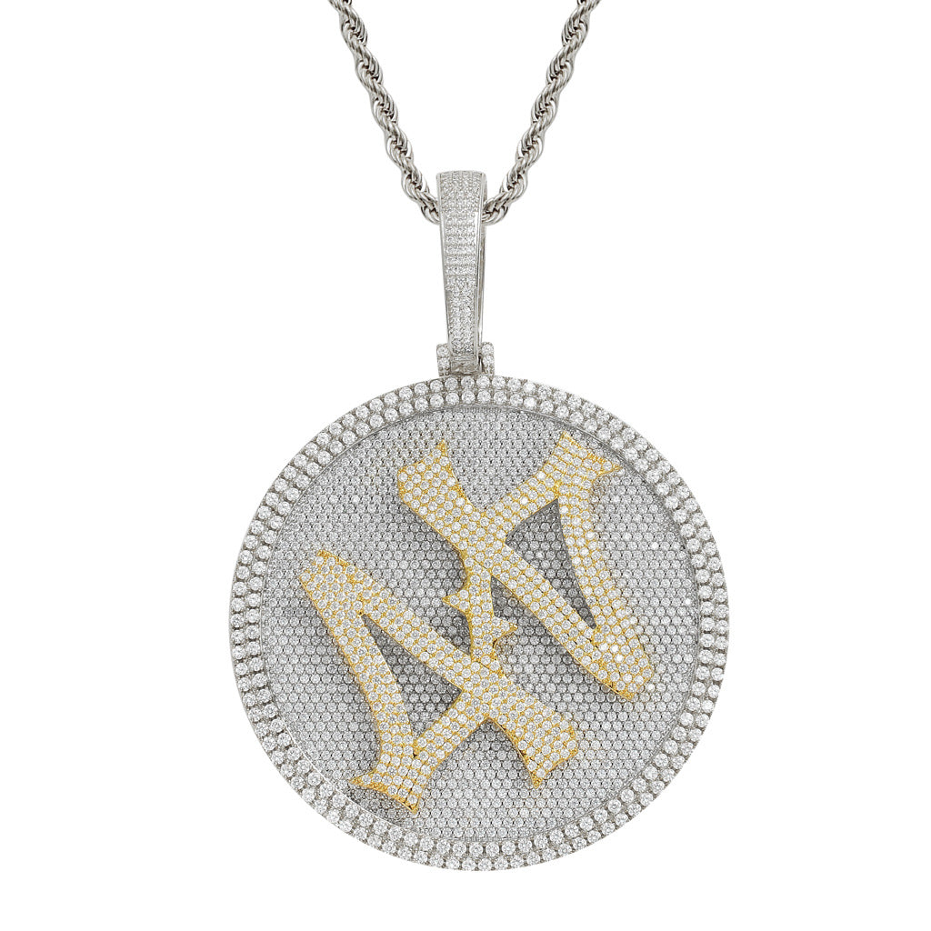 Number 44 Moissanite Rotatable Large Turntable Solid Pendant