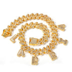 12mm Bar DIY Mosaic Alphabet Moissanite Cuban Chain Bracelets