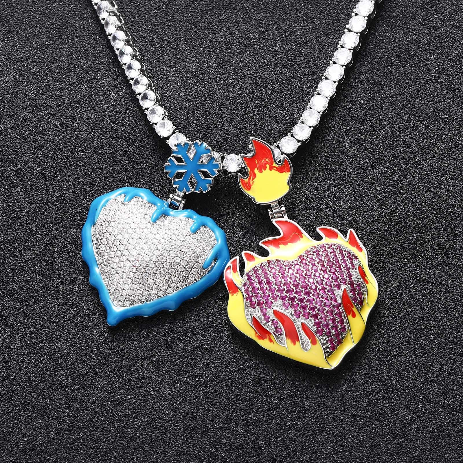 Glow in Dark Frozen Heart Moissanite Pendant