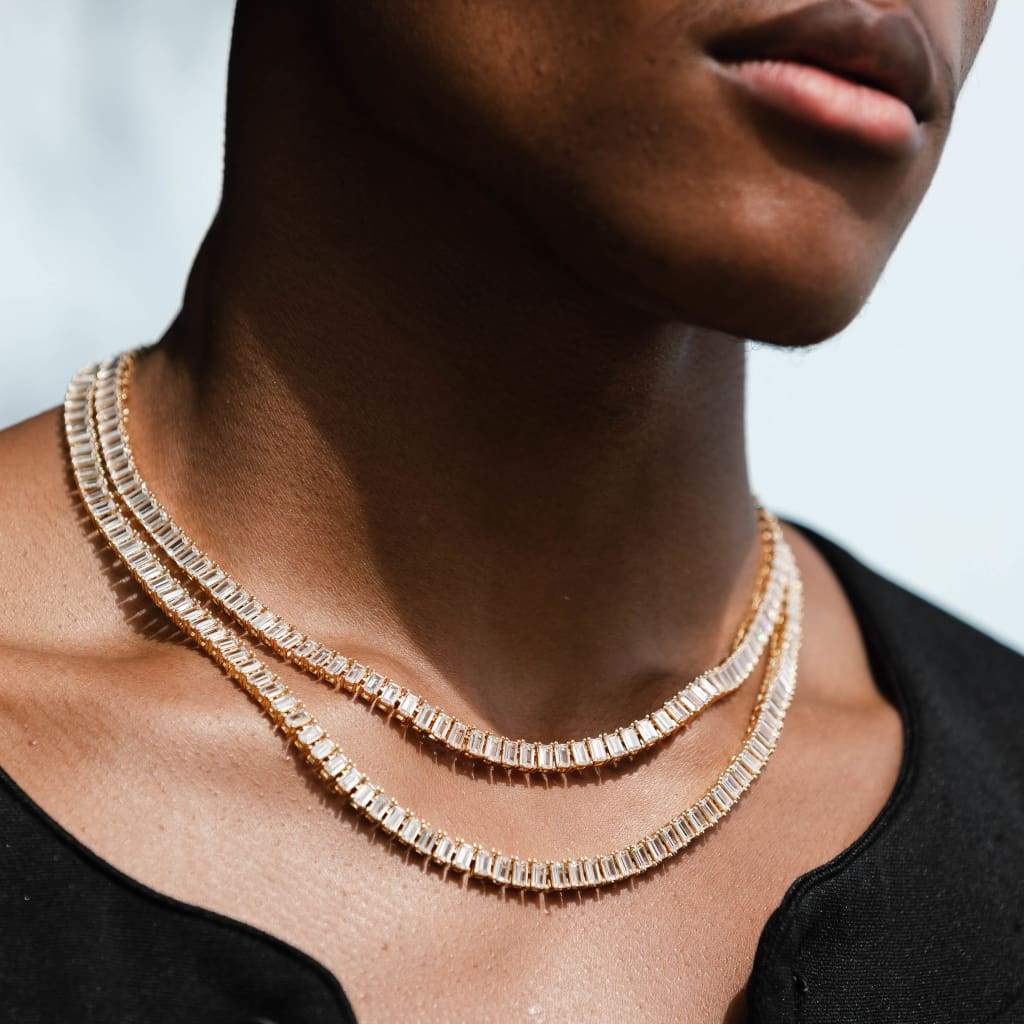 Baguette Moissanite Tennis Chain 18k Gold
