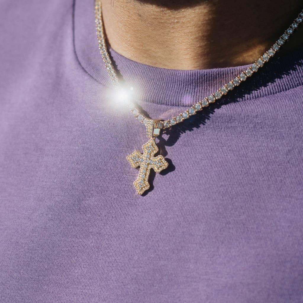Clustered Micro Cross Moissanite Pendant