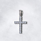 Moissanite Diamond Cross Pendant In White Gold