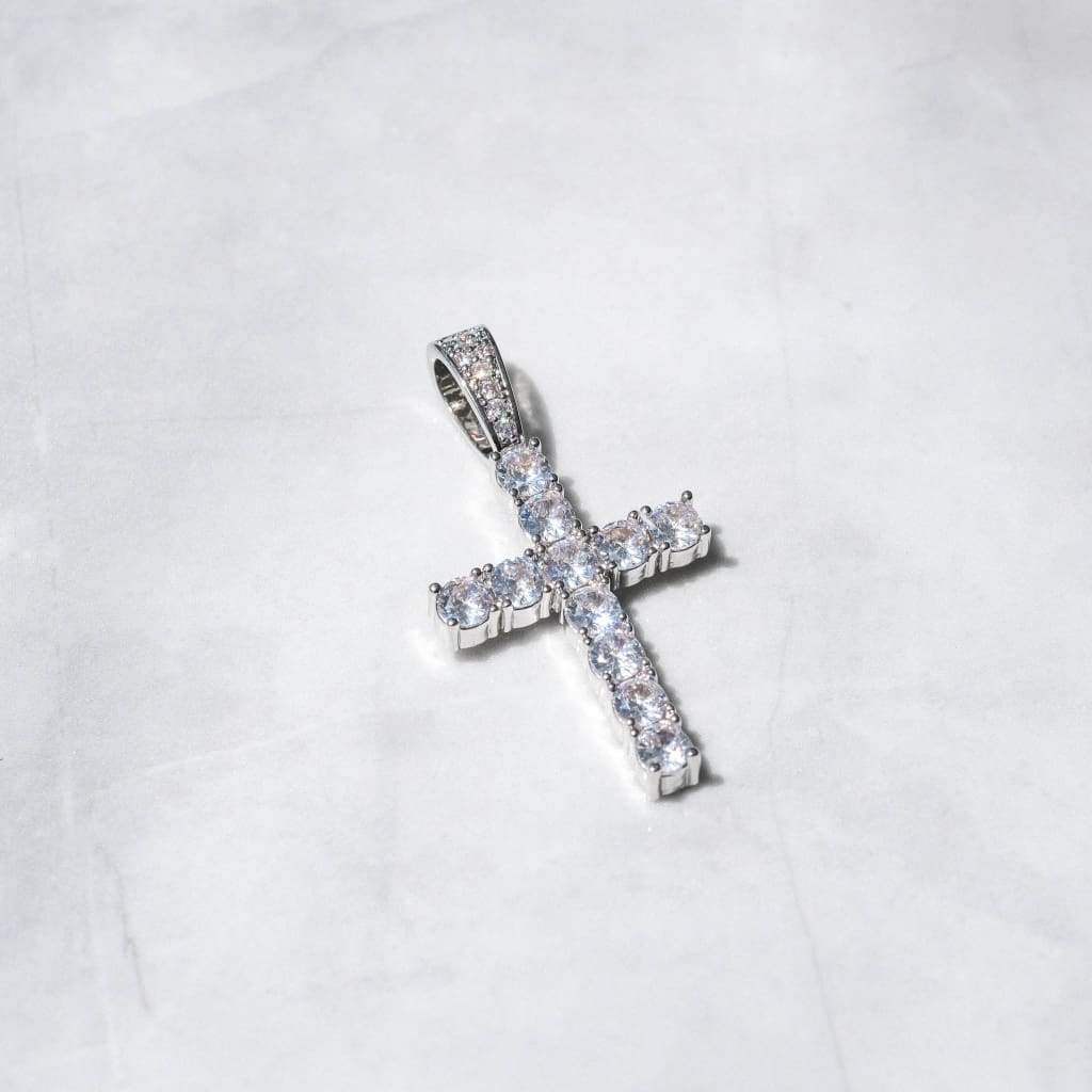 Moissanite Diamond Cross Pendant In White Gold