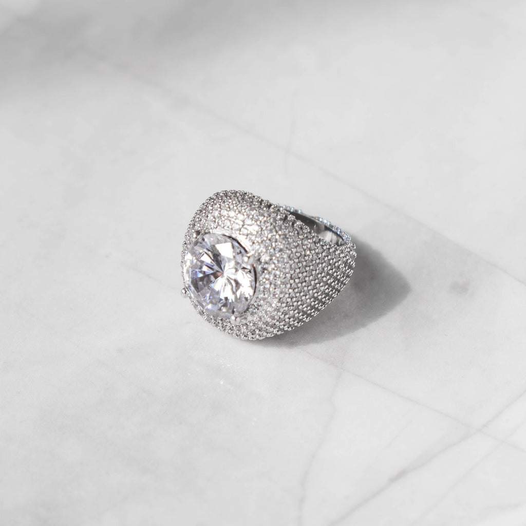 Moissanite Clustered Band Ring White Gold