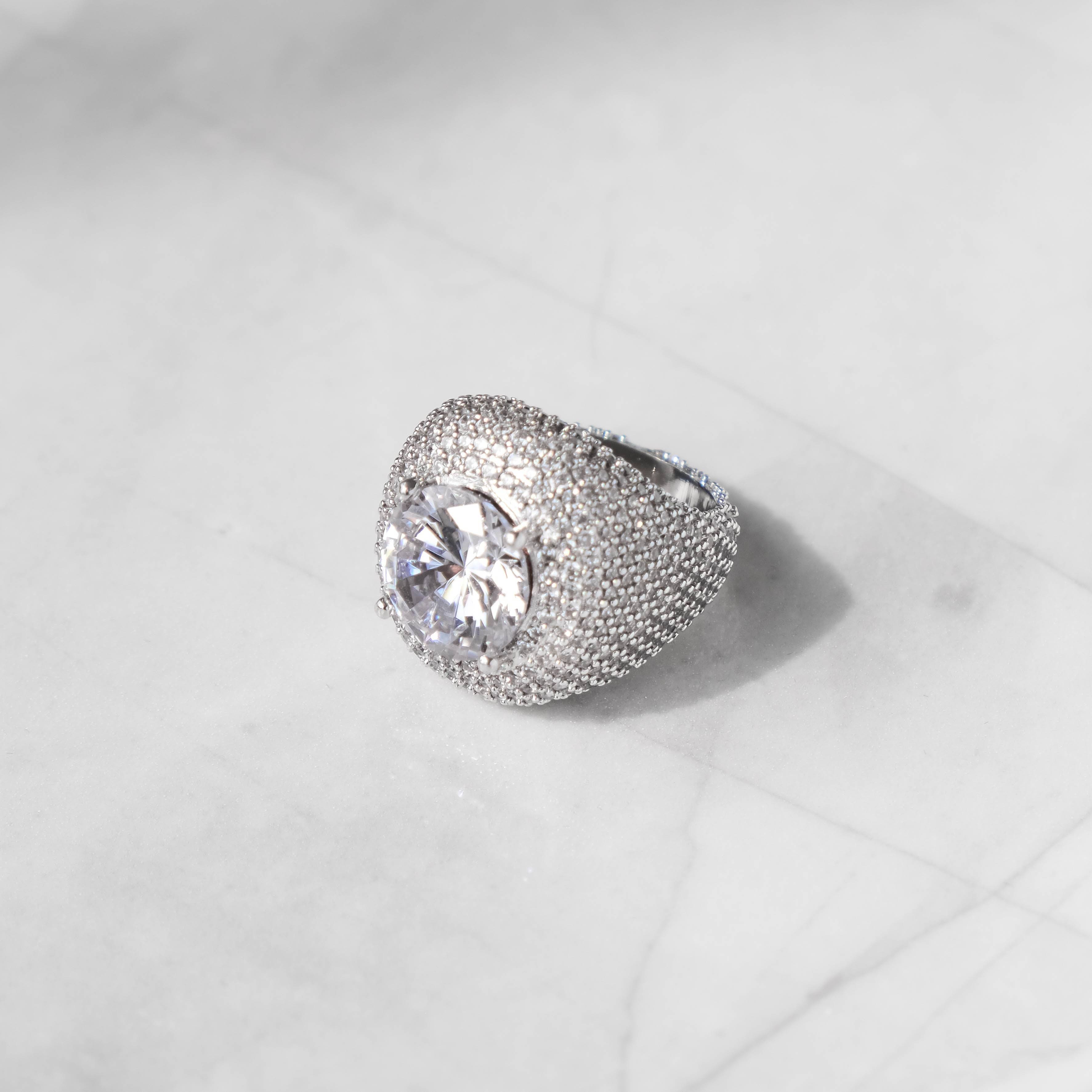 Moissanite Clustered Band Ring White Gold