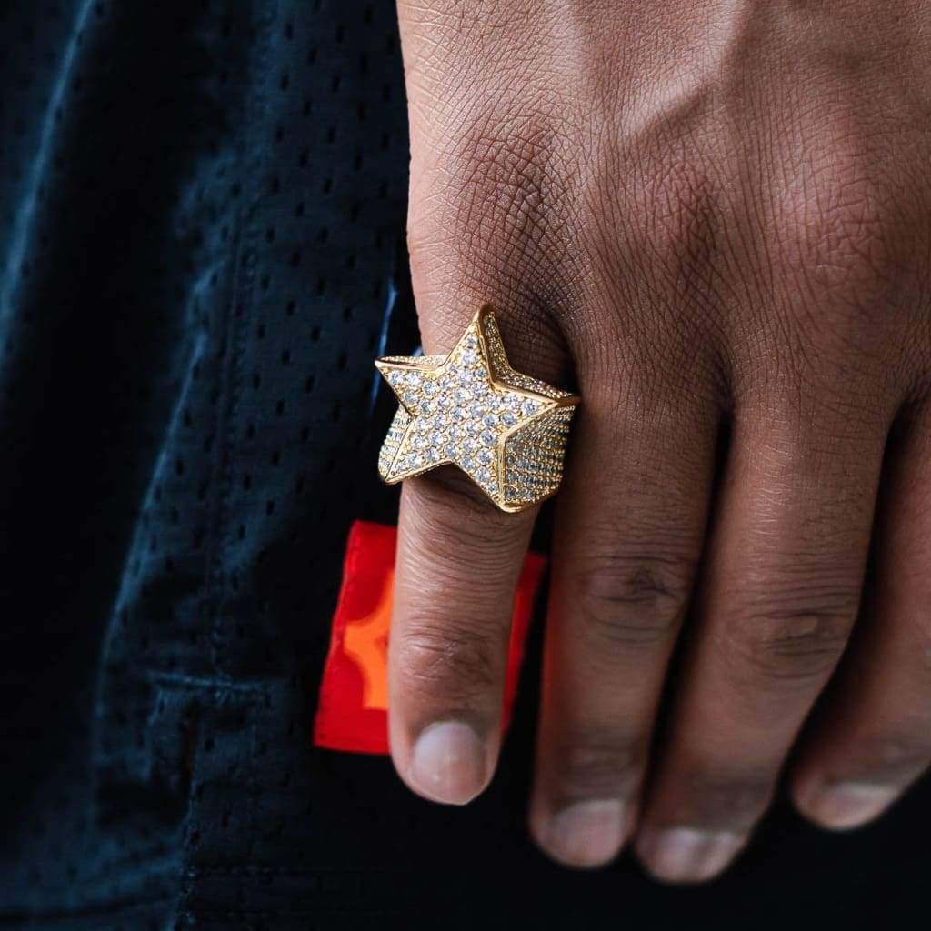 Moissanite Star Ring 18k Gold