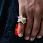 Moissanite Star Ring 18k Gold