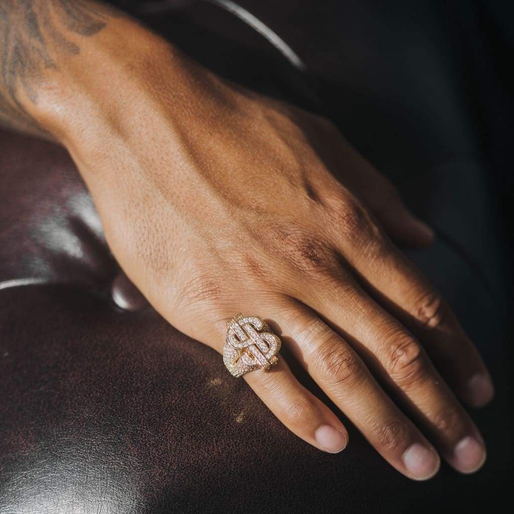Moissanite Dollar Sign Ring 18k Gold