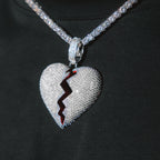Broken Heart White Gold Moissanite Pendant