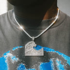 Wave Moissanite White Gold Pendant