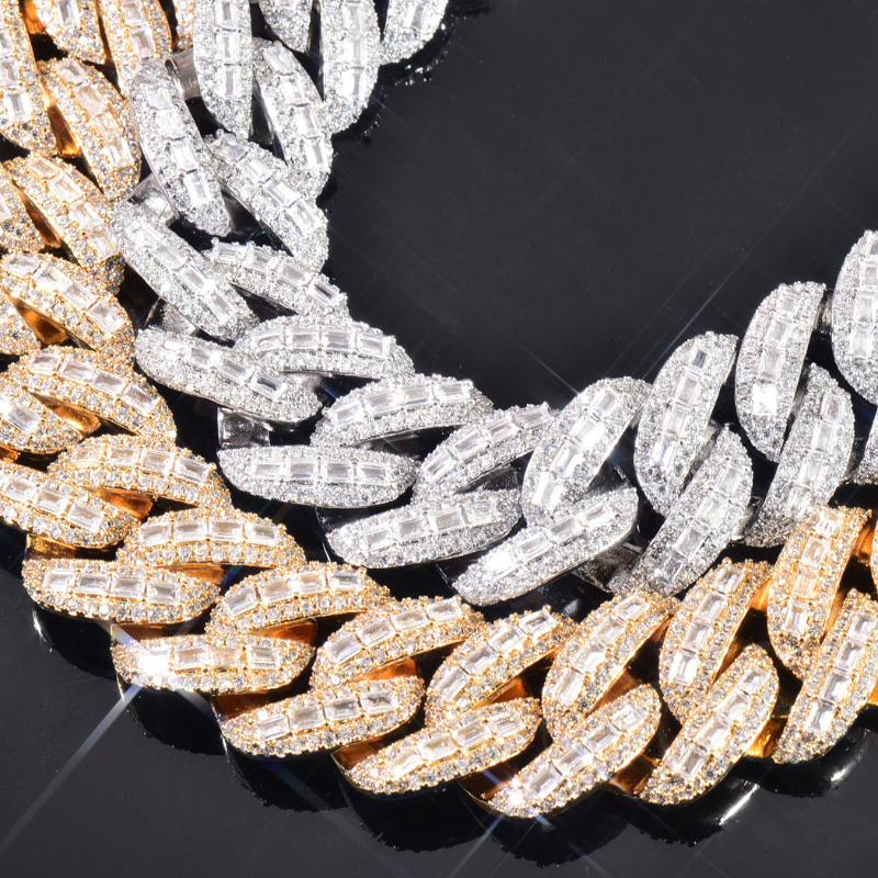 20mm Moissanite T Square Hip Hop Cuban Chain