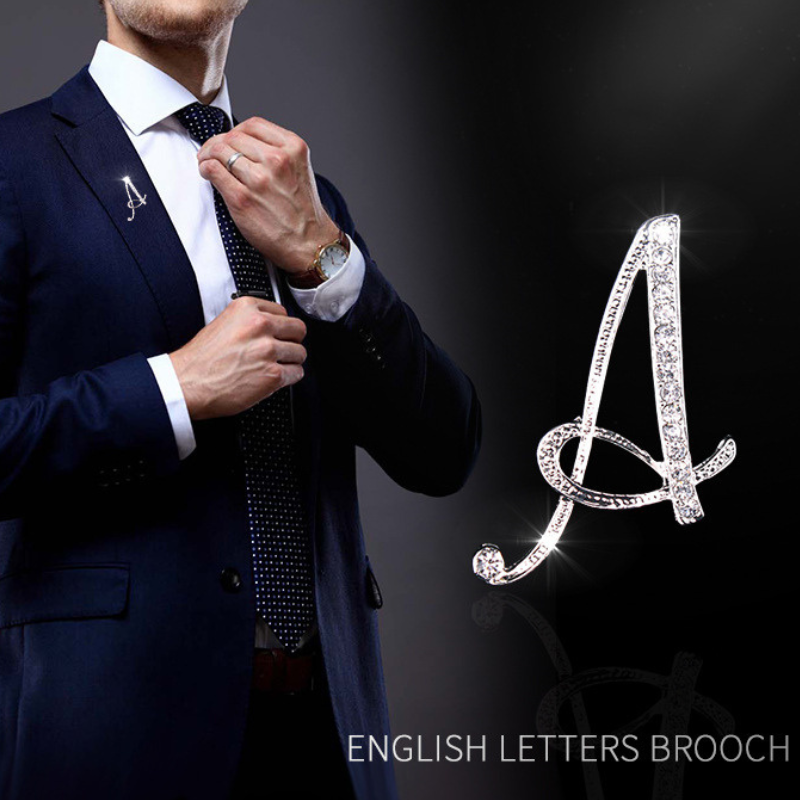 Moissanite Initial Letter Jewelry Brooches