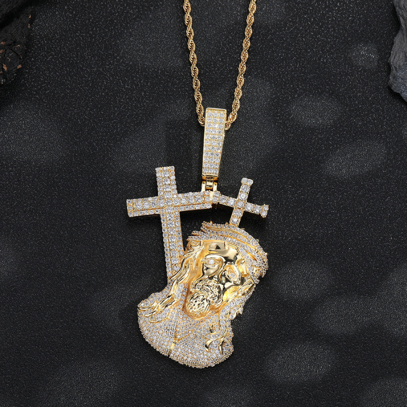 Moissanite Cross Jesus Prayer Pendant