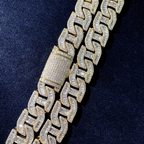 20mm Moissanite Irregular H-Shaped Step Square Cuban Chain