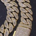 20mm Moissanite Mixed Inlay T Square Cuban Chain