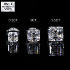 0.5Ct/0.8Ct/2Ct VVS1 Moissanite Asscher Cut Stud Earrings in S925 Silver