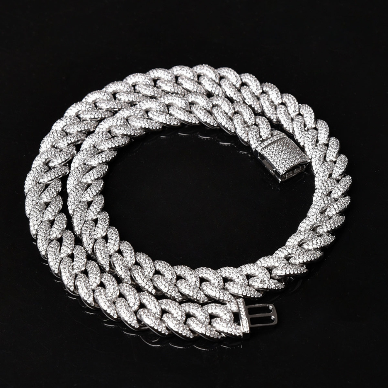 14mm Moissanite Miami Style Cuban Chain