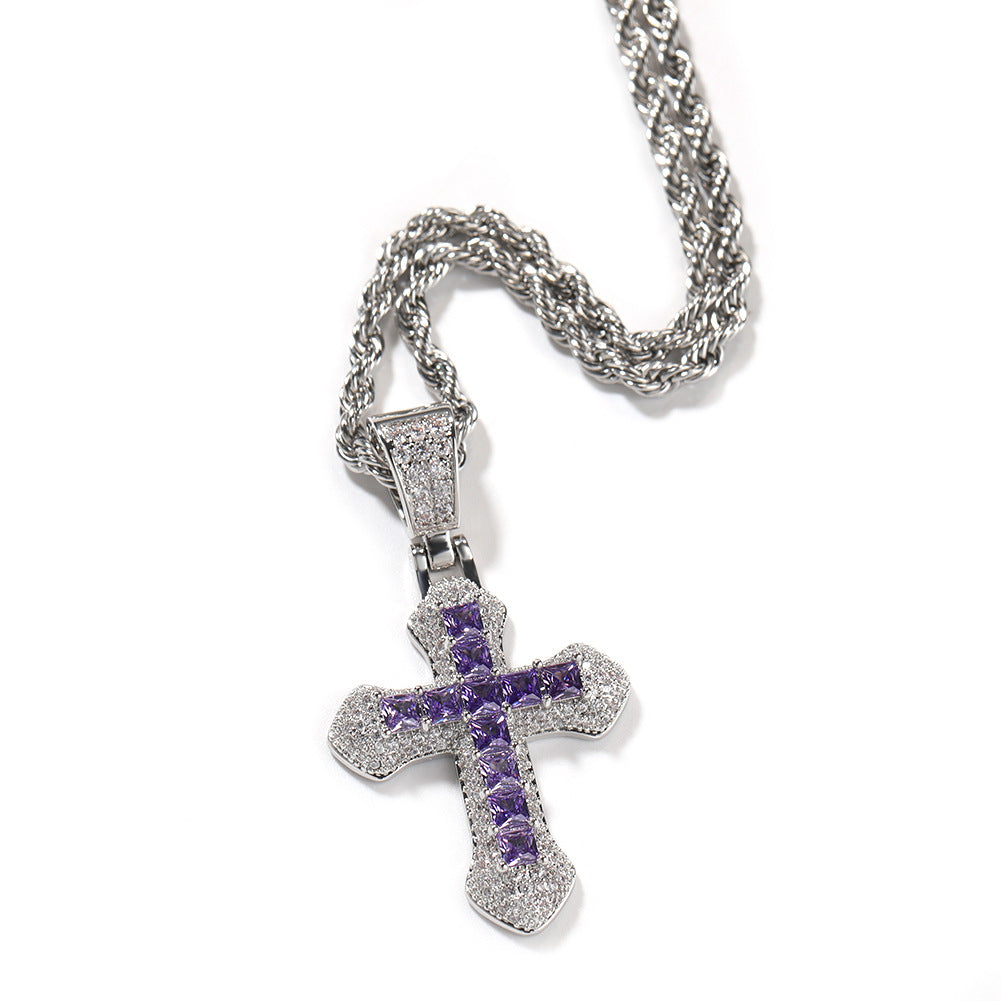 VVSBOX New Multicolor Cross Moissanite Pendant