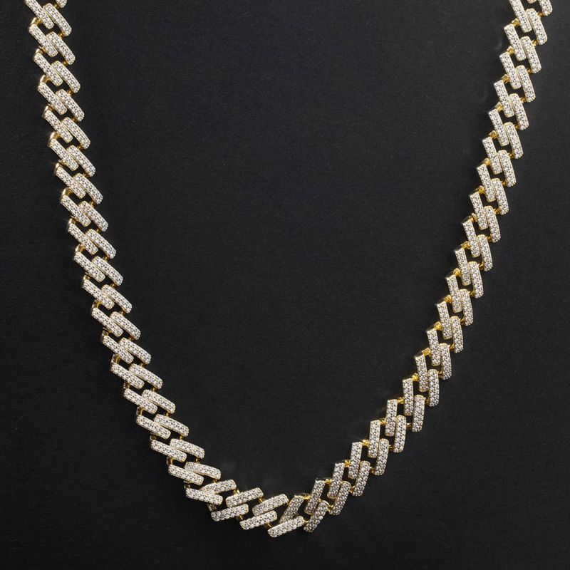 Women's Iced 14mm Miami Cuban Chain with Box Clasp in Gold