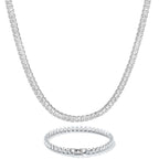 5mm Women Tennis Chain Set in White Gold