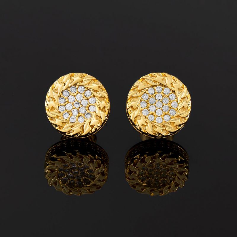 Moissanite Iced Lightning Round Stud Earrings